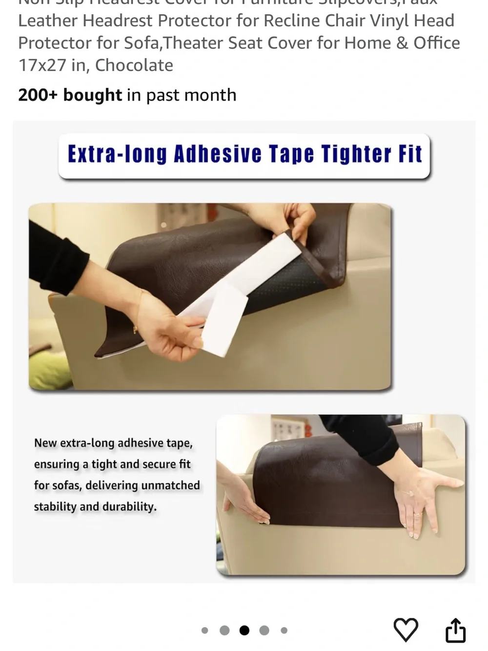 Vinyl Leather Waterproof Headrest Cover for Furniture - BROWN